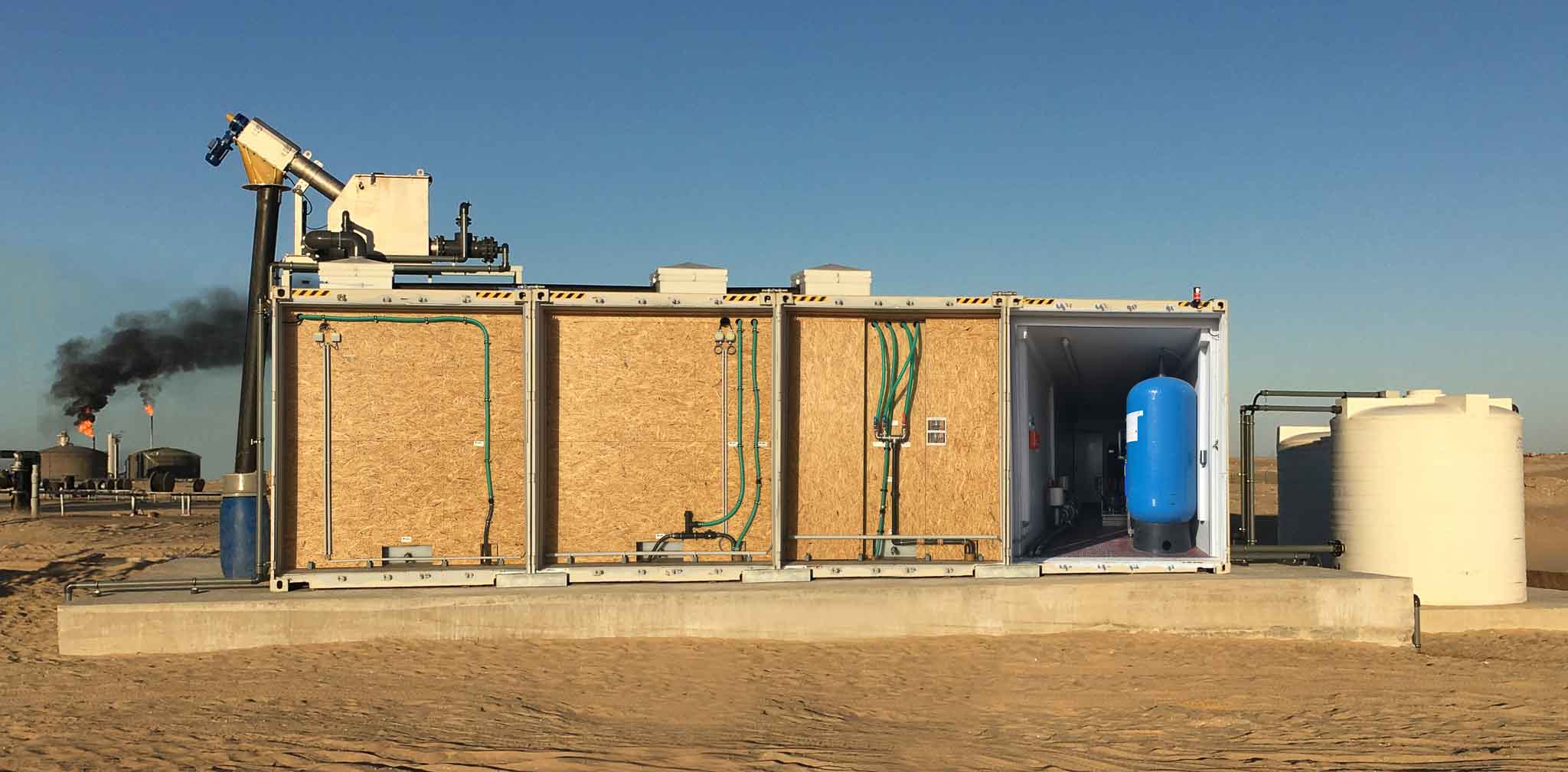Containerized system for wastewater treatment inside