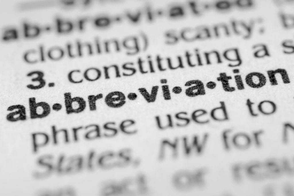 List of abbreviations